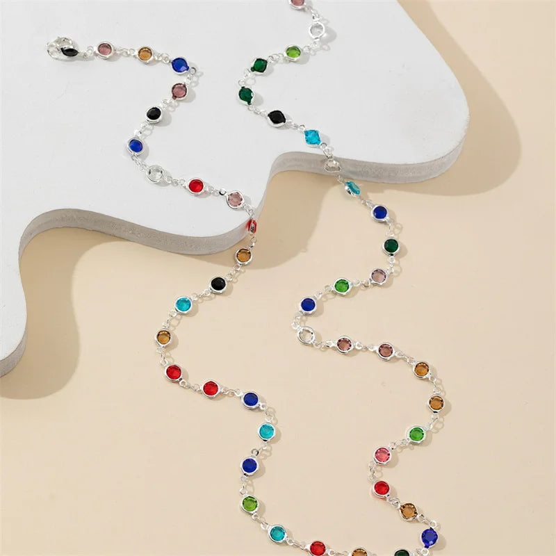 Multicolored Bohemian Style Pendant Necklace silver
