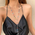 Multicolored Bohemian Style Pendant Necklace silver