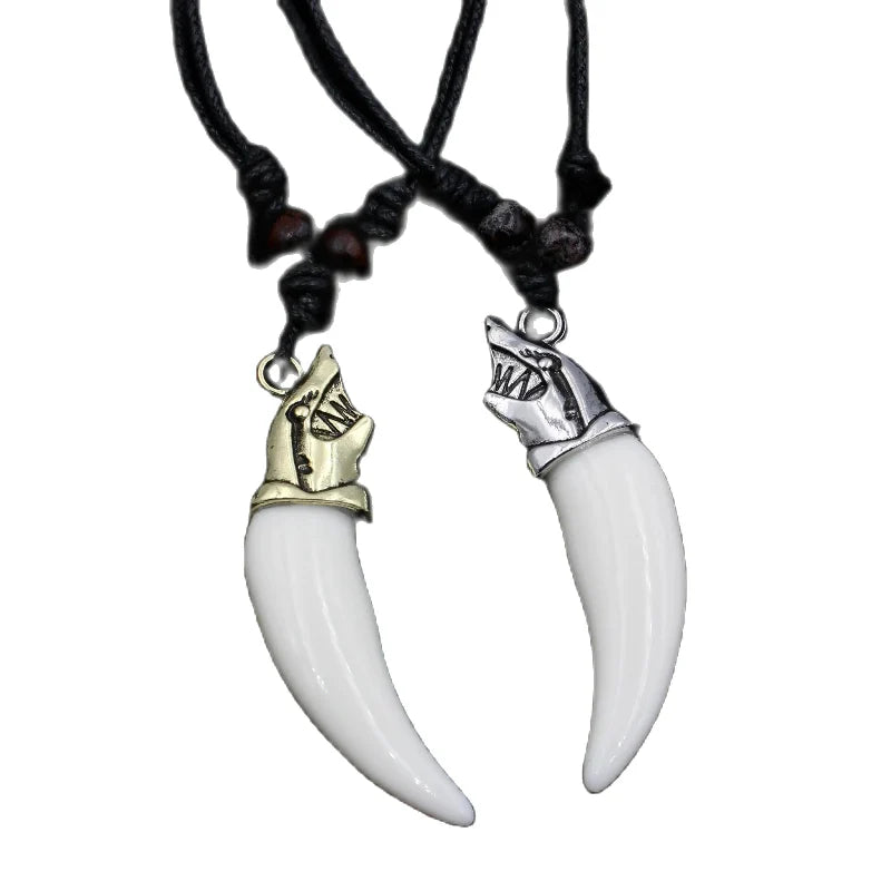 Silver Shark Tooth Pendant Necklace