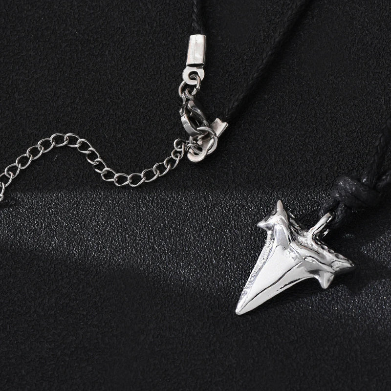 Shark Tooth Pendant Necklace for Men silver