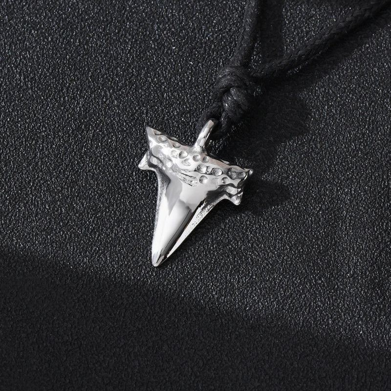 Shark Tooth Pendant Necklace for Men silver