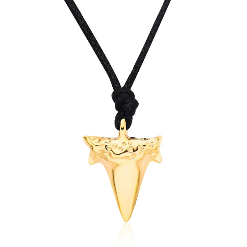 Shark Tooth Pendant Necklace for Men gold