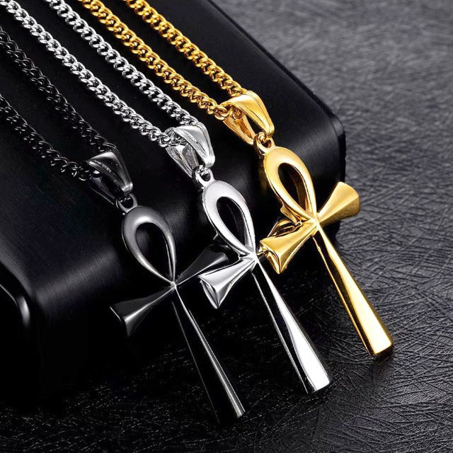 Egyptian Ankh Cross Pendant Necklace Men Women