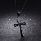Egyptian Ankh Cross Pendant Necklace Men Women black