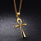 Egyptian Ankh Cross Pendant Necklace Men Women gold