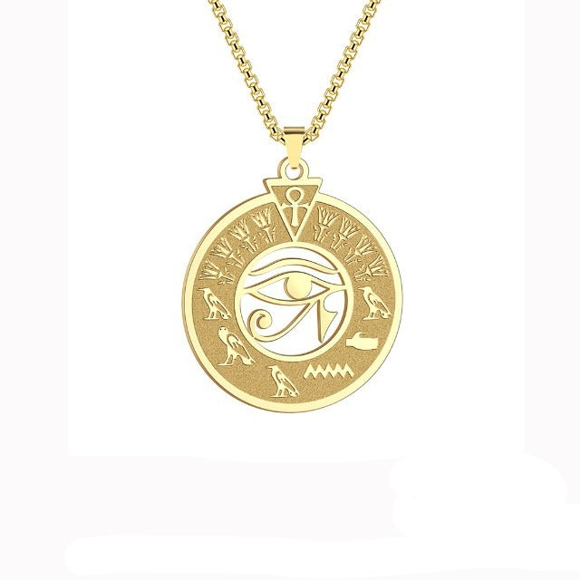 Egyptian Eye of Horus Pendant Necklace Men Women gold