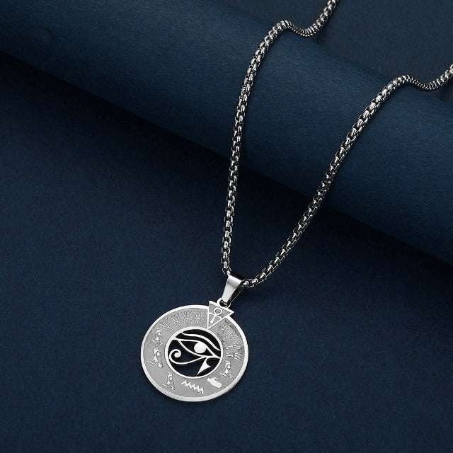 Egyptian Eye of Horus Pendant Necklace Men Women silver