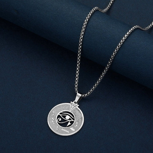Egyptian Eye of Horus Pendant Necklace Men Women silver