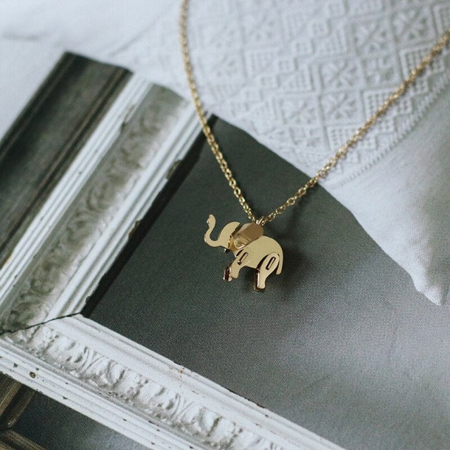 Gold Elephant Pendant Necklace