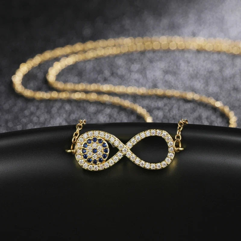 Zircon Pendant Necklace Infinity Symbol