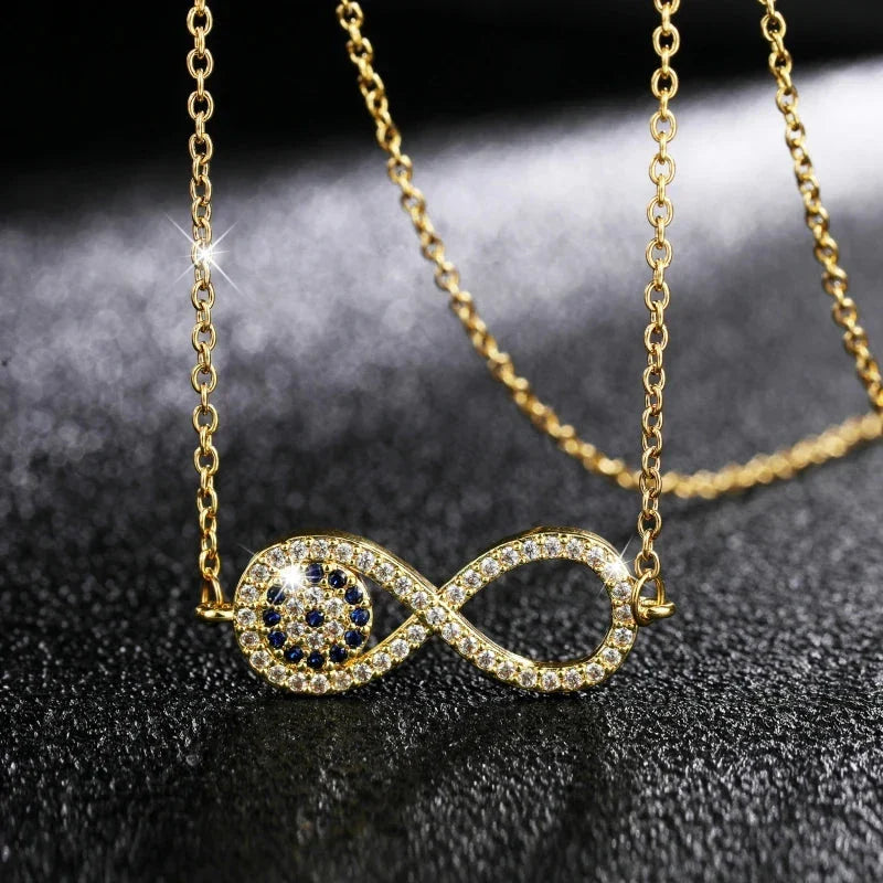 Zircon Pendant Necklace Infinity Symbol