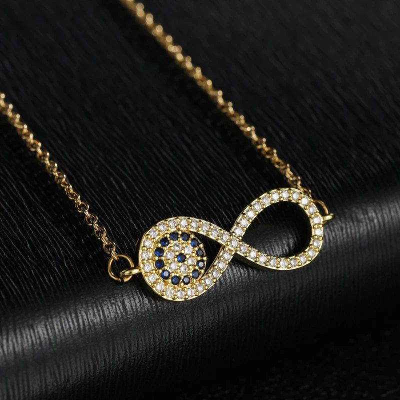Zircon Pendant Necklace Infinity Symbol