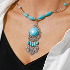 Ethnic Turquoise Pendant Necklace