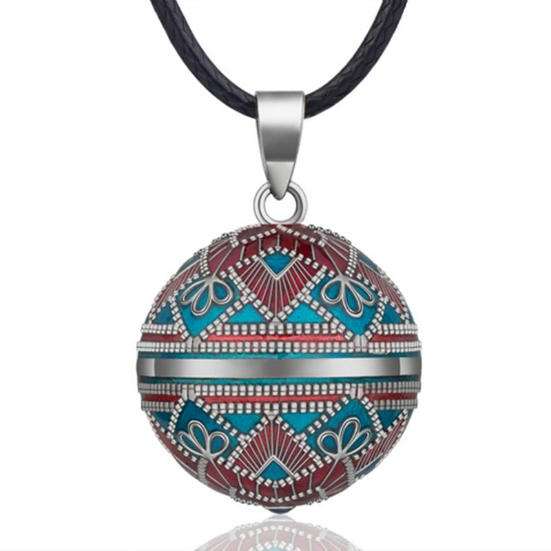 Pregnant Woman Pendant Necklace Mexican Pregnancy Bola sky blue