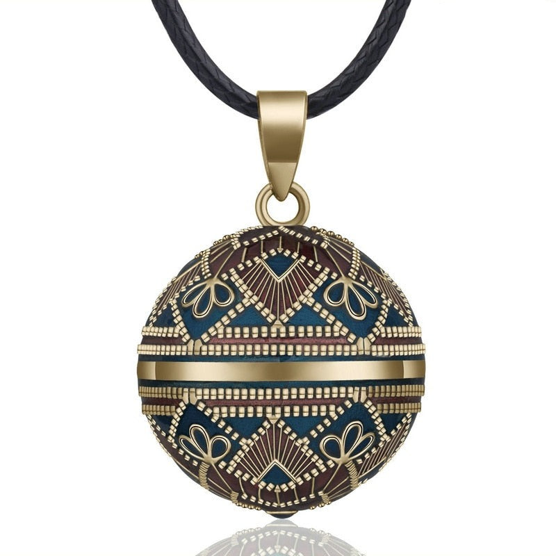 Pregnant Woman Pendant Necklace Mexican Pregnancy Bola blue