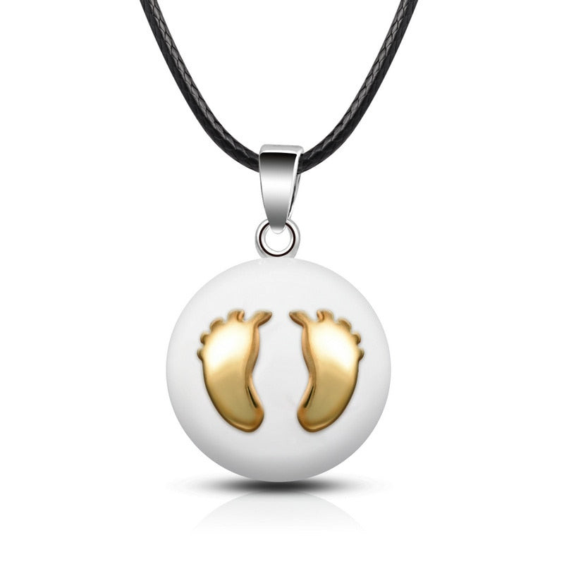 Pregnant Woman Pendant Necklace Pregnancy Bola golden feet