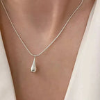 Silver Plated Fine Water Drop Pendant Necklace