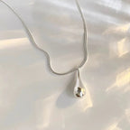 Silver Plated Fine Water Drop Pendant Necklace