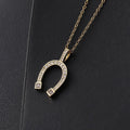 Golden Lucky Horseshoe Pendant Necklace