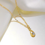 Fine Water Drop and Gold Pearl Pendant Necklace