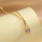 Fine Water Drop and Gold Pearl Pendant Necklace