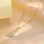 Fine Water Drop and Gold Pearl Pendant Necklace