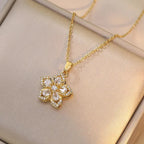 5 Petal Flower Pendant Necklace in Zircon b