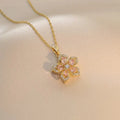 5 Petal Flower Pendant Necklace in Zircon a