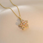 5 Petal Flower Pendant Necklace in Zircon a
