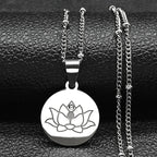 Lotus Flower Pendant Necklace Chain & Silver Locket