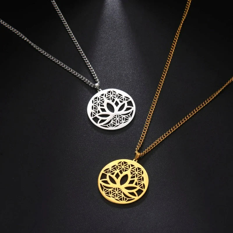 Zen Lotus Flower Pendant Necklace