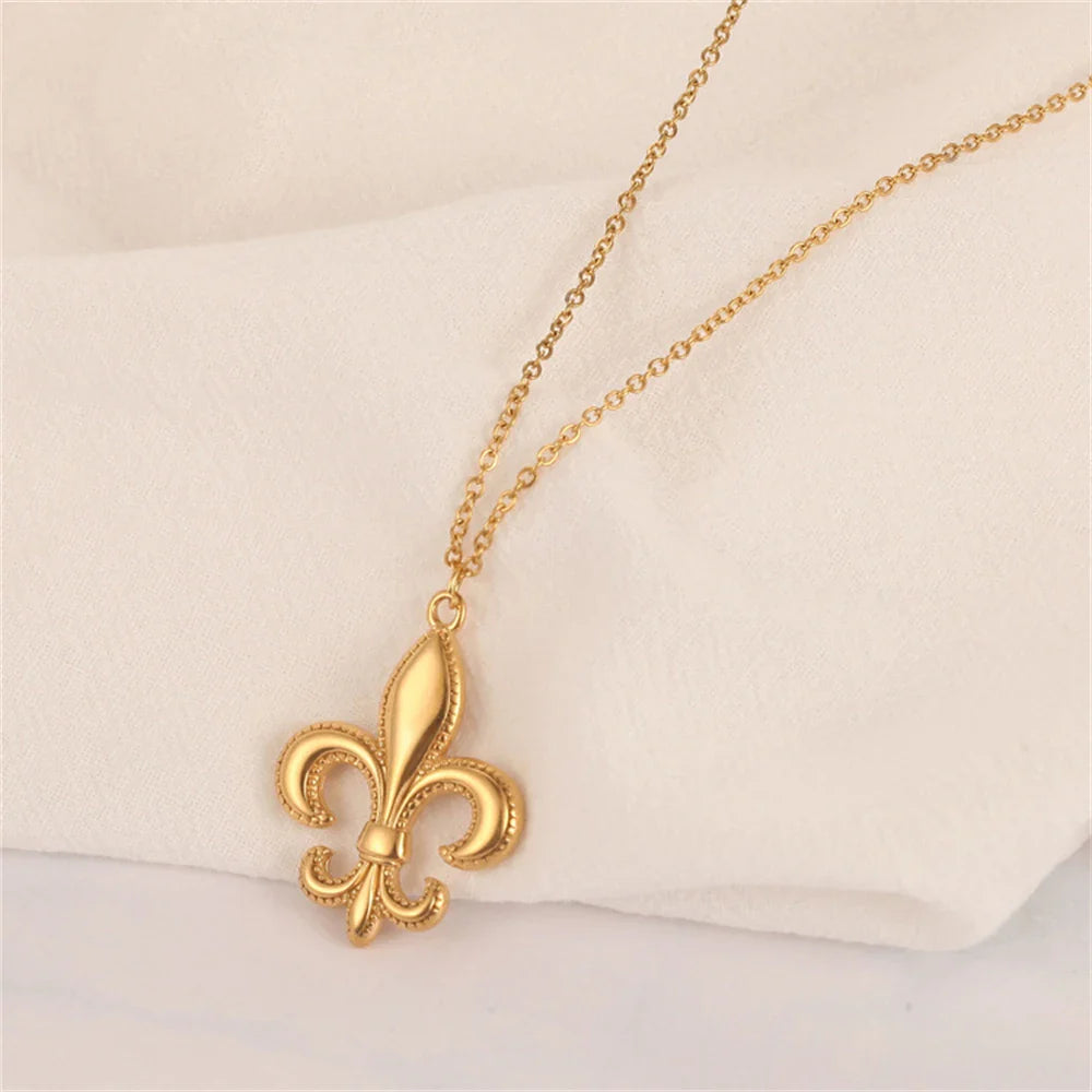 Gold Fleur de Lys Necklace & Pendant for Men and Women