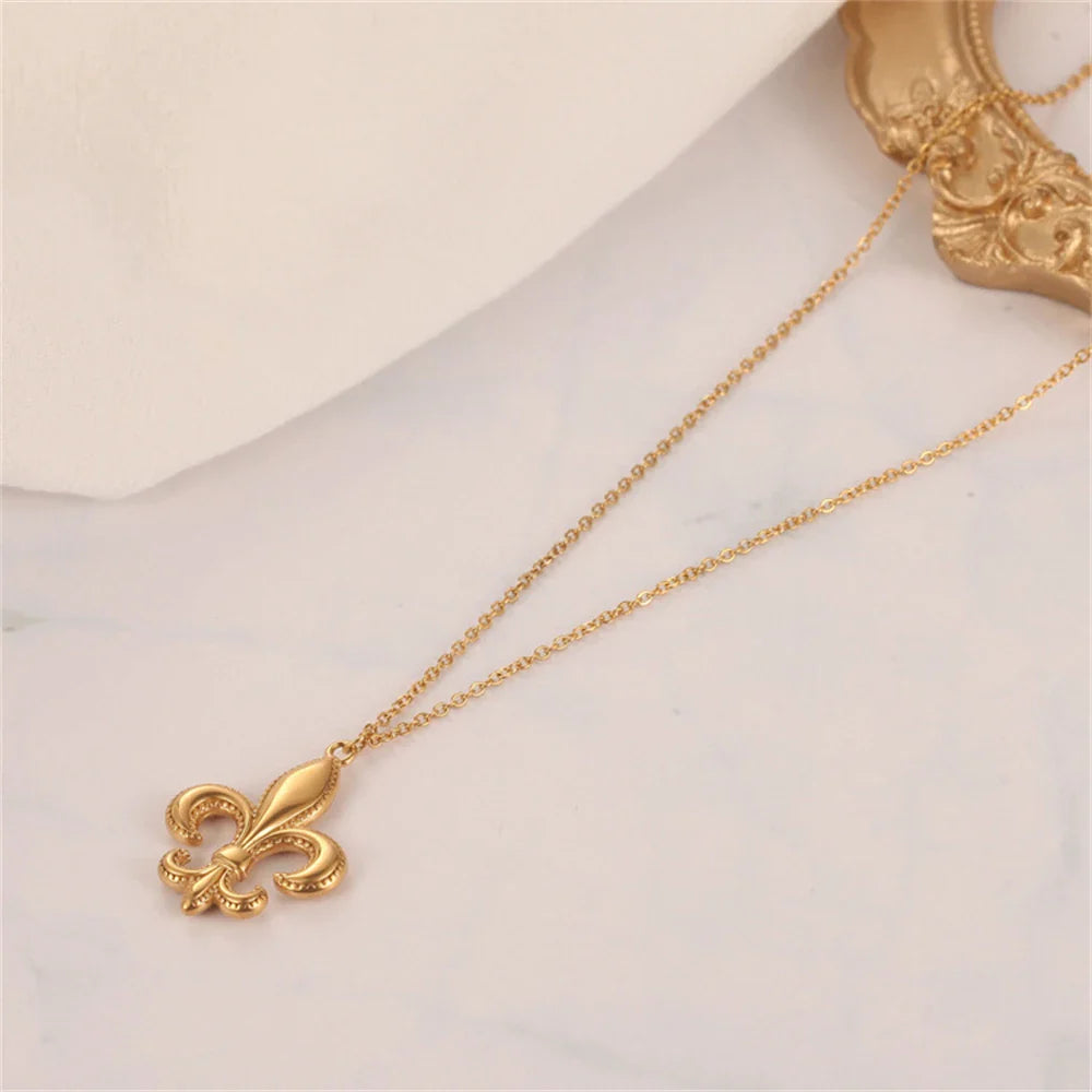 Gold Fleur de Lys Necklace & Pendant for Men and Women