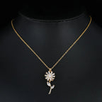 Sunflower Flower Pendant Necklace Spinning Anti-Stress Gold
