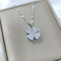 Rotating Zircon Flower Pendant Necklace Anti-Stress Silver