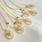 Flower Pendant Necklace Zodiac Sign