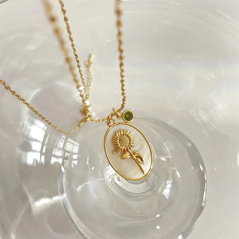 Flower Pendant Necklace Zodiac Sign