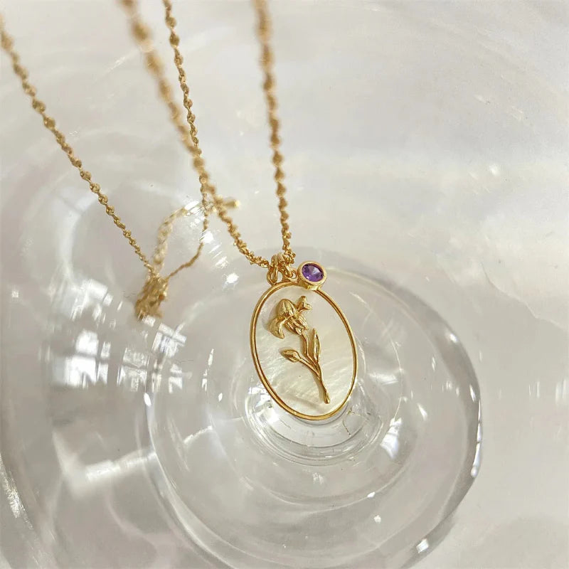 Flower Pendant Necklace Zodiac Sign