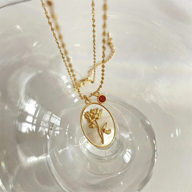 Flower Pendant Necklace Zodiac Sign