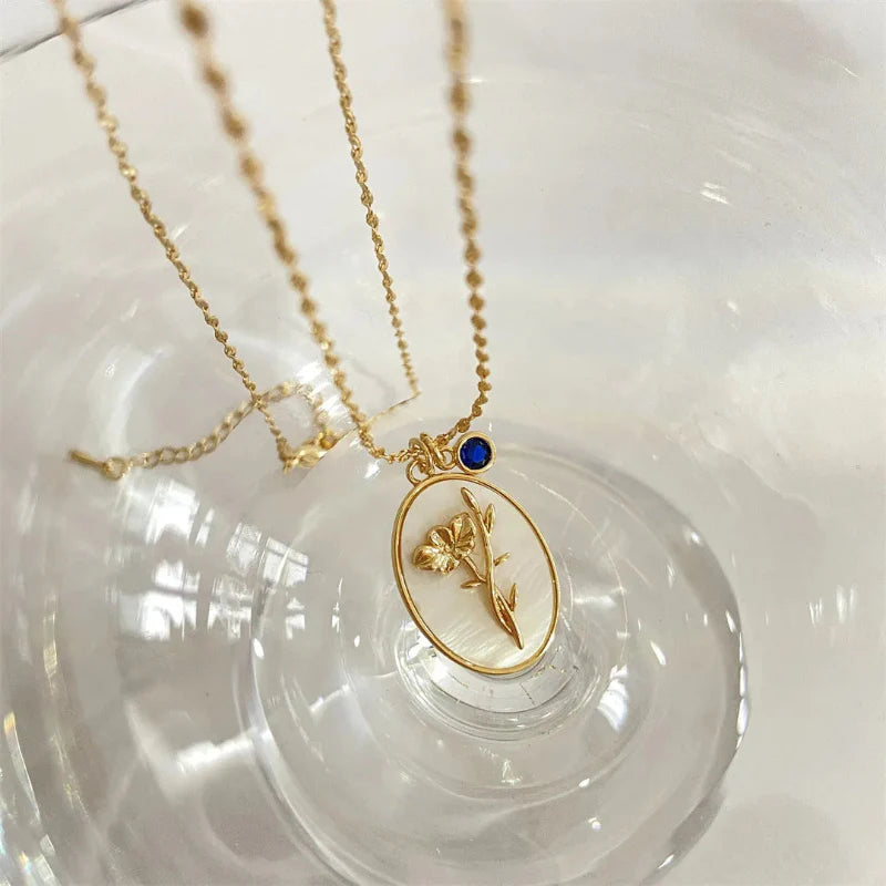 Flower Pendant Necklace Zodiac Sign