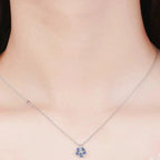 Silver Blue Women's Snowflake Pendant Necklace