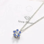 Silver Blue Women's Snowflake Pendant Necklace