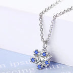 Silver Blue Women's Snowflake Pendant Necklace