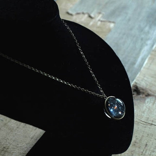Galaxy Nebula Universe Pendant Necklace in Glass