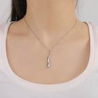 Asymmetric Water Drop Pendant Necklace silver