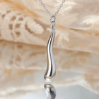 Asymmetric Water Drop Pendant Necklace silver