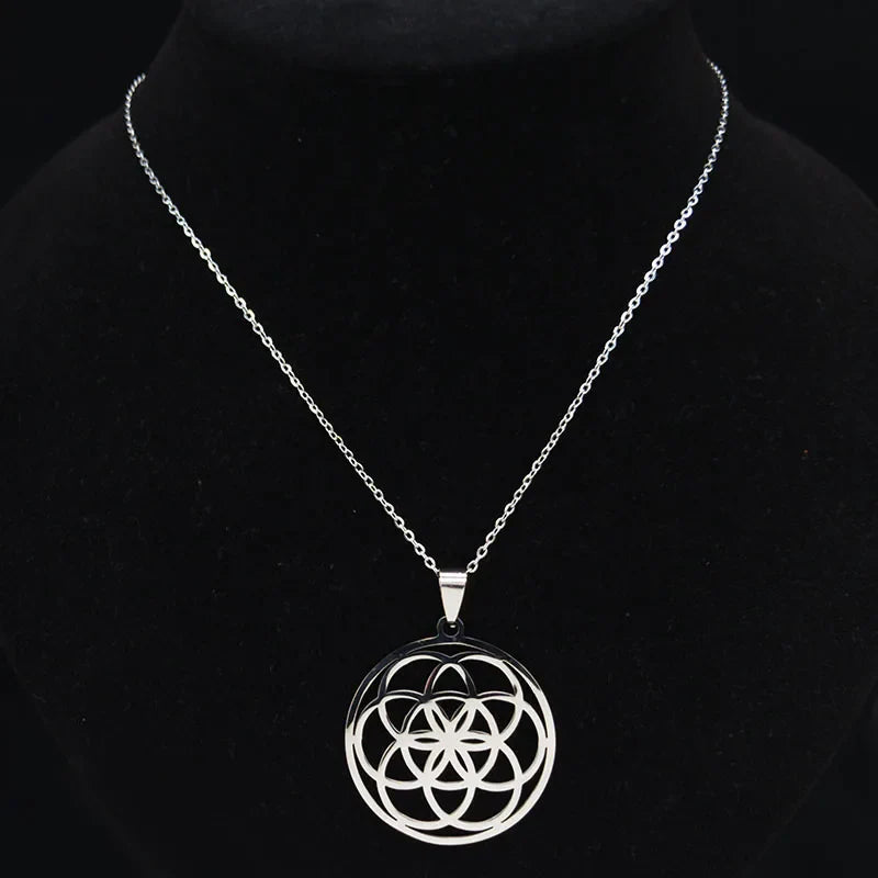 Men's Women's Life Seed Pendant Necklace silver