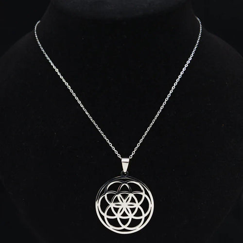 Men's Women's Life Seed Pendant Necklace silver
