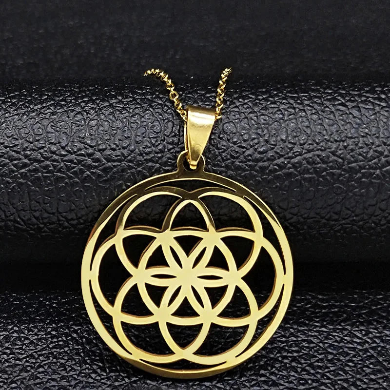 Men's Women's Life Seed Pendant Necklace gold