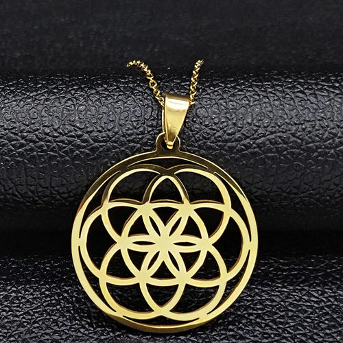 Men's Women's Life Seed Pendant Necklace gold